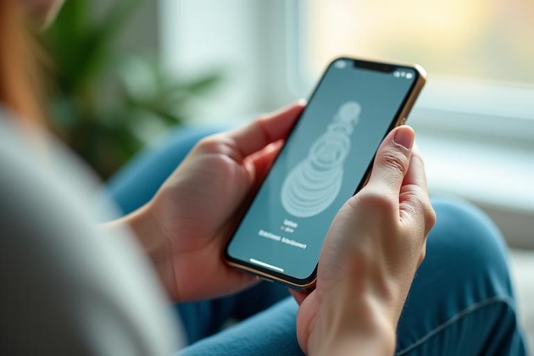 Persona usando una app para meditación y reducción del estrés